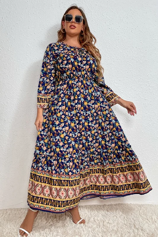 Plus Size Bohemian Round Neck Maxi Dress Classic Strapless Maxi Dress