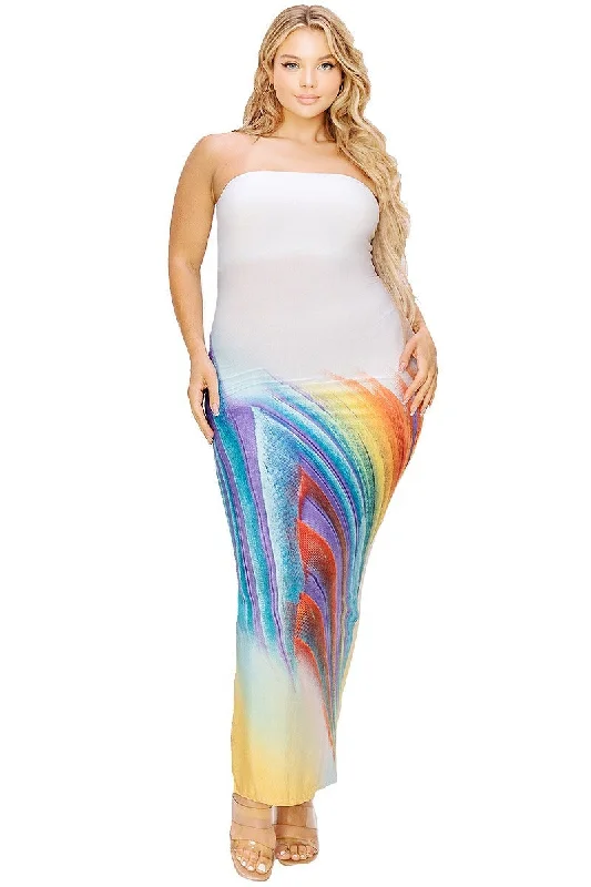 Plus sleeveless color gradient tube top maxi dress Classic Tulle Maxi Dress