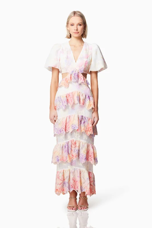 Riviera Waist Cut-Out Maxi Dress In Pink Stylish Empire Waist Maxi Dress