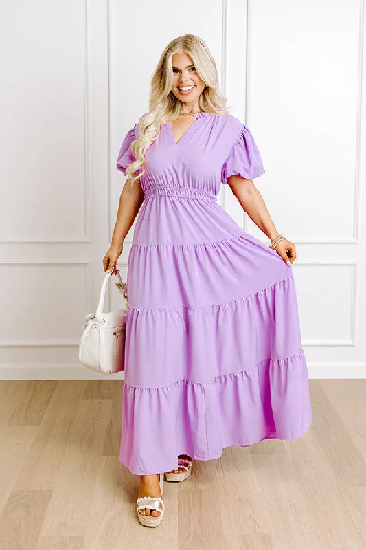 Simply Sweet Maxi Dress in Lavender Curves Comfortable Long-Sleeve Maxi Dress