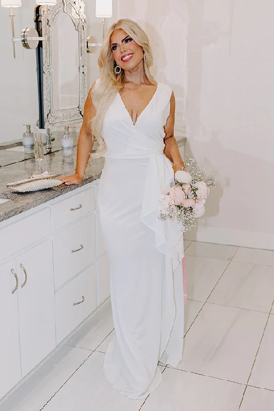 The Allie Ruffle Maxi Dress Curves Elegant Maxi Dress with Drapes