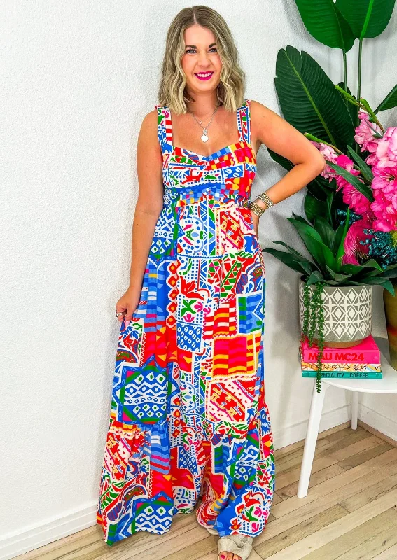Wild Like You Maxi Dress - Multi Fashionable Sleeveless Maxi Dress
