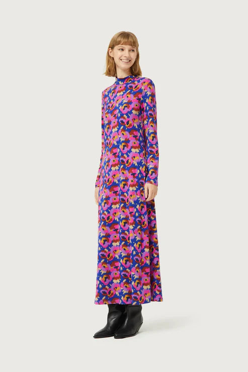 Dewberry Floral Print Maxi Dress Elegant Maxi Dress with Belt