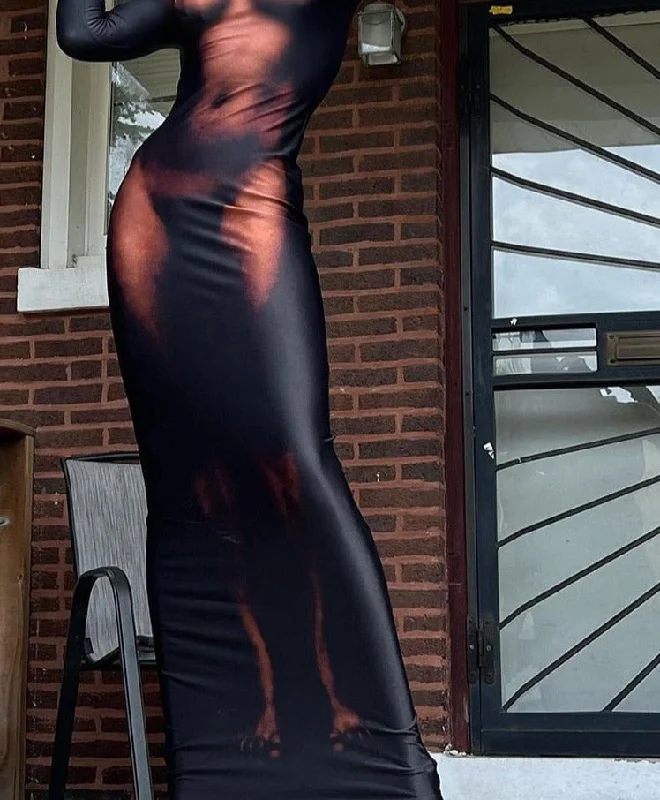 Dress Women Sexy Statement Print Crew Neck Long Sleeve Dress Slim Fit Trend Maxi Dress Female Casual Party Streetwear Comfortable Long-Sleeve Maxi Dress Dress Women Sexy Statement Print Crew Neck Long Sleeve Dress Slim Fit Trend Maxi Dress Female Casual Party Streetwear Comfortable Long-Sleeve Maxi Dress