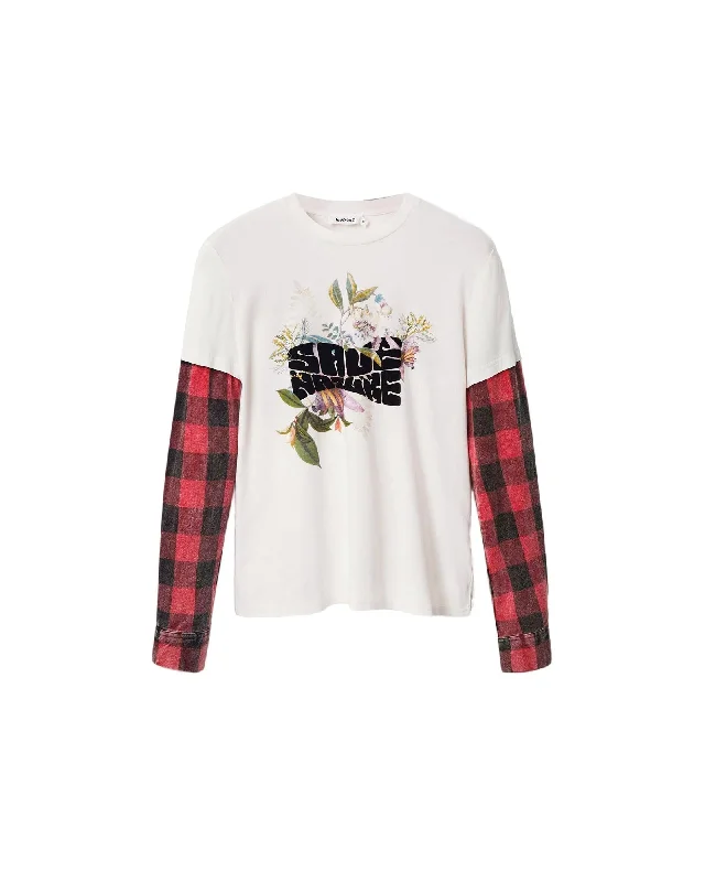 Graphic Print Tee Welt Pockets Slit Pockets