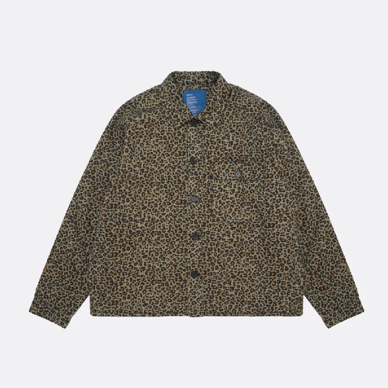 Leopard Print Overshirt Rayon Velvet Corduroy