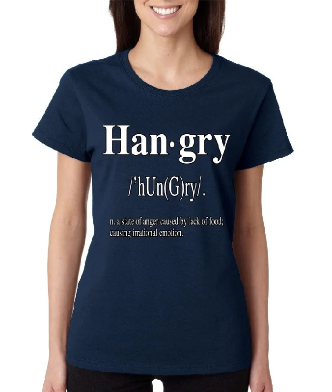 Hangry Women's T-shirt Solid Print Embellished