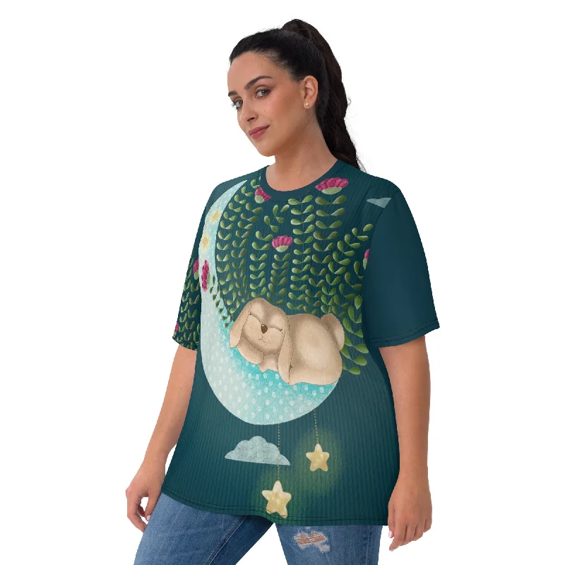MOON DREAM Women's T-Shirt Ribbed T-Shirt High Neck Heavyweight