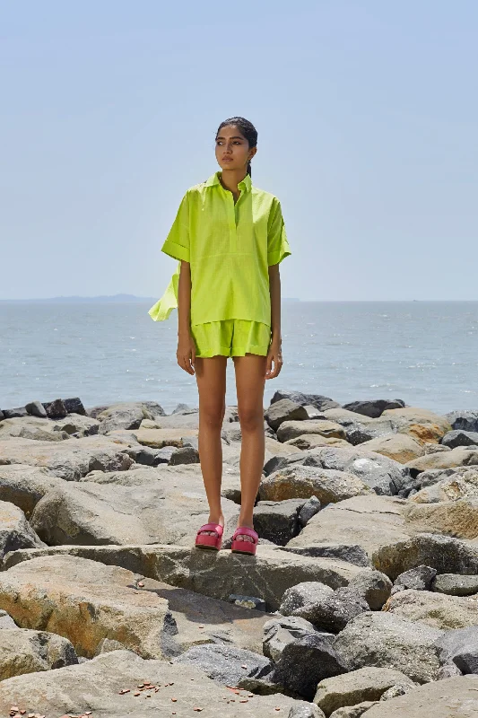 Neon Green Ekin Shirt Plaid T-Shirt Polka Dot Checkered