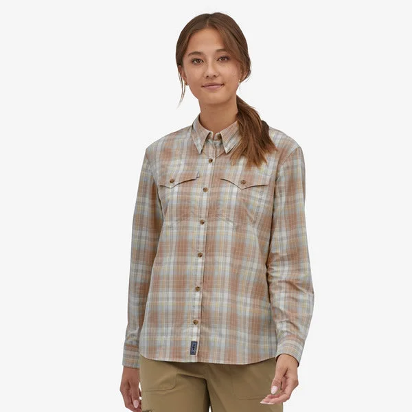 Patagonia Women's Long Sleeve Sun Stretch Shirt 30 UPF Thin T-Shirt Open Front Quick Dry