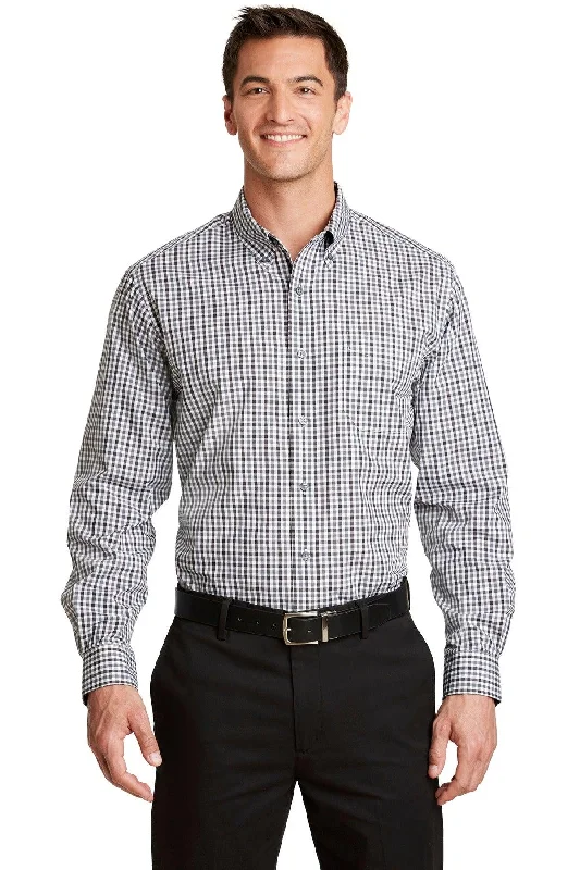 Port Authority Long Sleeve Gingham Easy Care Shirt. S654 Fitted T-Shirt Seamless Stretchy