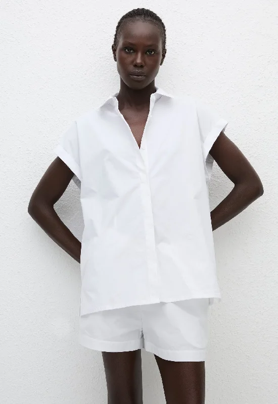 Relaxed Sleeveless Shirt - White Nylon Fabric Polyester Fabric Spandex Fabric