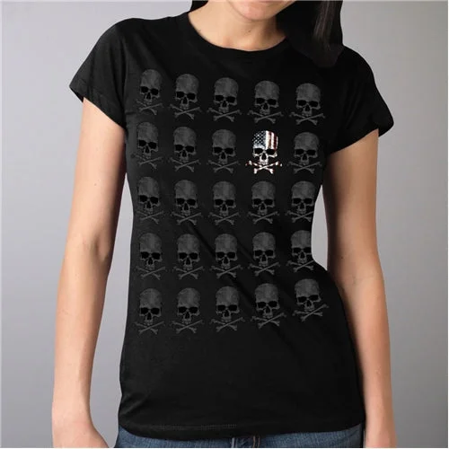 Skull Pattern Full Cut Ladies Shirt Striped Floral Plaid