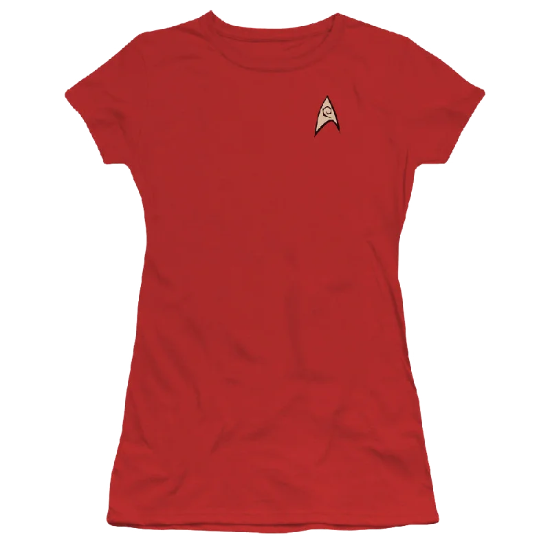 Star Trek The Original Series Engineering Uniform - Juniors T-Shirt Knit Fabric Woven Fabric Fleece Fabric Star Trek The Original Series Engineering Uniform - Juniors T-Shirt Knit Fabric Woven Fabric Fleece Fabric