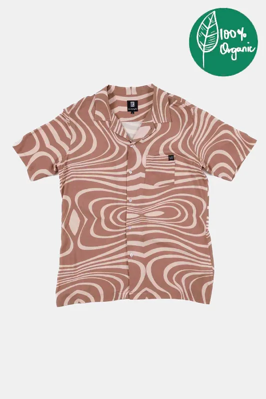Swirl Shirt Organic Brown Striped Floral Plaid