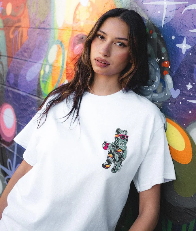 Tropical Toucan Bear Womens Tee Mesh Blend Leather Blend Suede Blend
