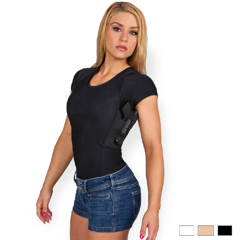 Womens Concealed Carry Scoop Neck Tee Collared Crew Neck Turtle Neck