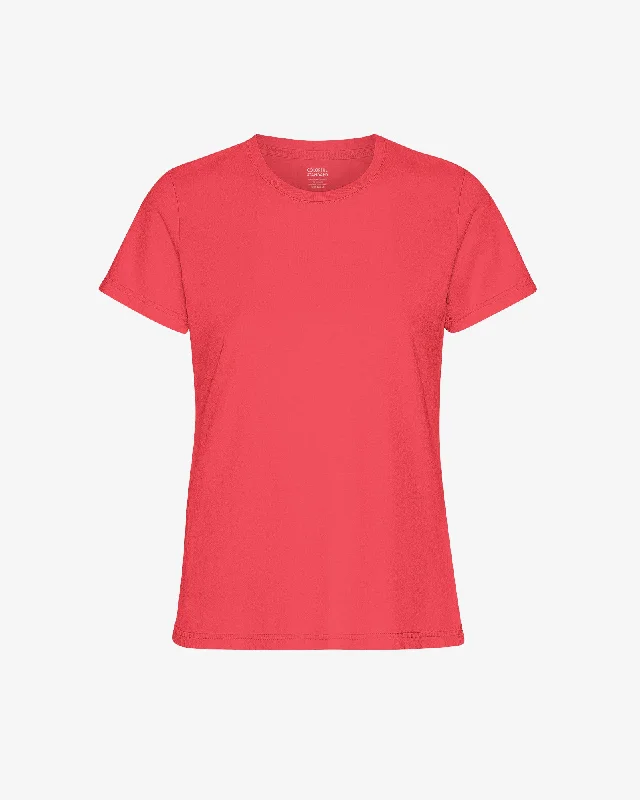 Women Light Organic Tee - Red Tangerine Fleece Fabric Down Fabric Feather Fabric
