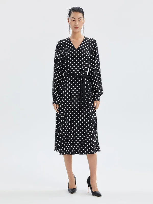 100% 16.5 Momme Pure Silk V-Neck Dress
