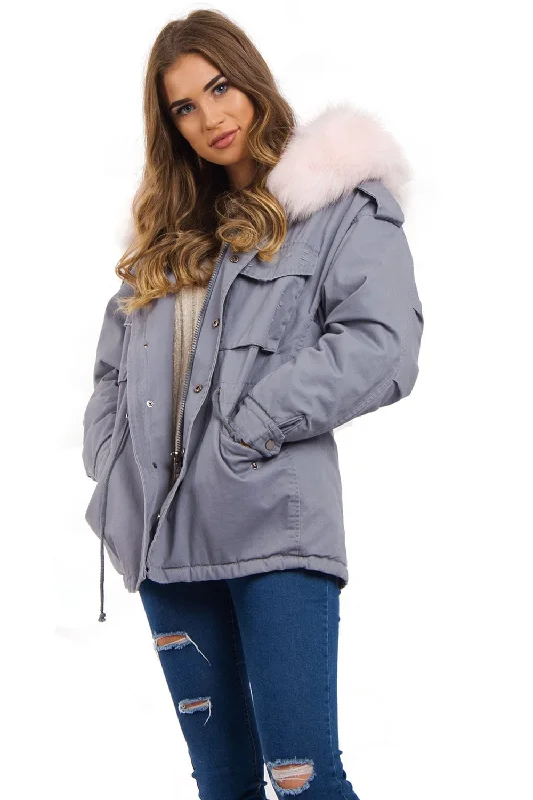 Oversized Faux Fur Trim Fleece Hooded Parka Jacket Coat Quilted Jacket Puffer Jacket Insulated Jacket
