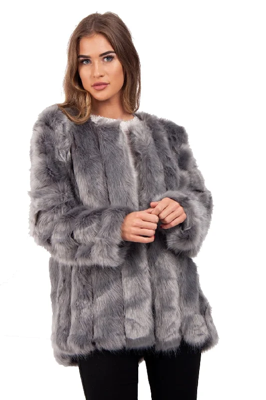 Panelled Faux Fur Coat Jacket Striped Jacket Polka Dot Jacket Floral Jacket