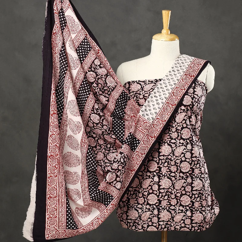 Multicolor - 3pc Bagh Print Cotton Dress Material Set 49