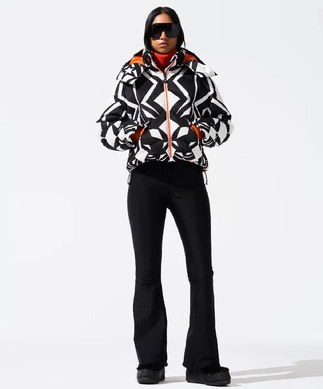 Women's Mountain Puffer Ski Jacket Zippered Front Buttoned Front Snap Front