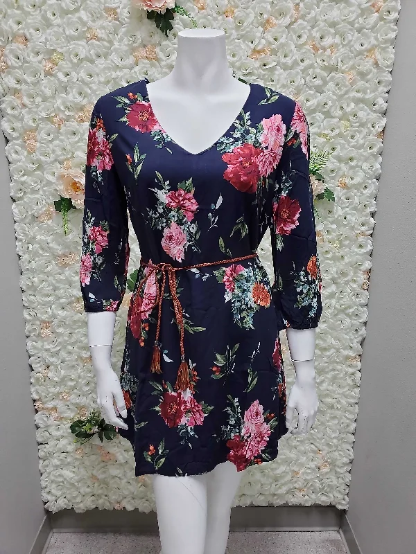 3/4 Sleeve Belt Dress FM 9887