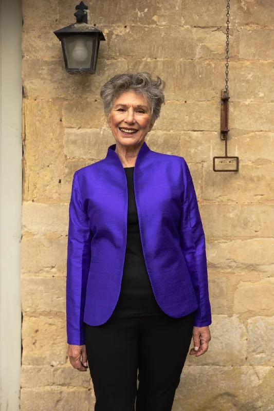 Anya Jacket in Deep Violet Knit Jacket Woven Jacket Fleece Jacket