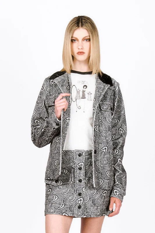 Beardsley Paisley Corduroy Velvet Collar Barn Jacket Print Jacket Jacquard Jacket Patchwork Jacket