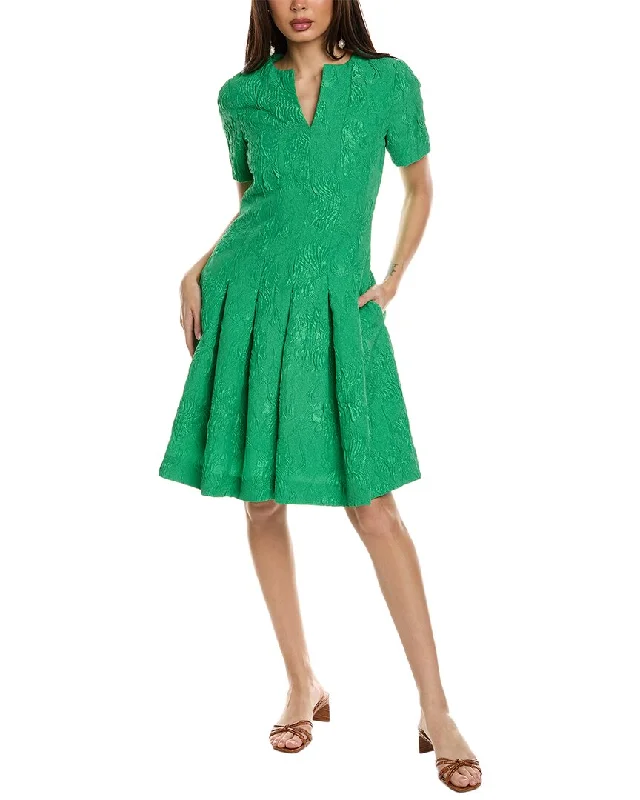 Oscar De La Renta Jacquard Silk-Lined A-Line Dress