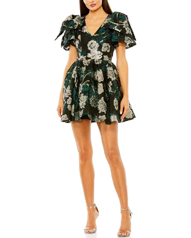 Mac Duggal Mini Dress Stylish Short Sleeve Mini Dress