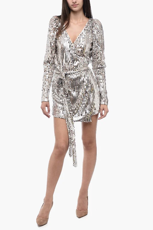 Rotate Sequined Wrap Mini Dress 38 Italian size Cozy A-Line Mini Dress