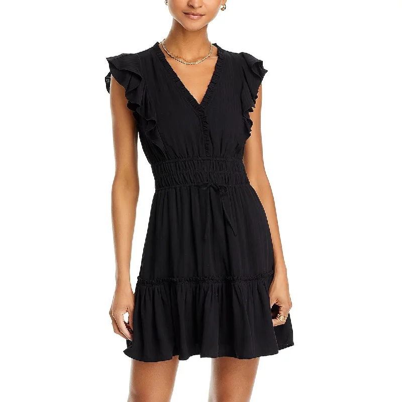 Womens Above knee Smocked Mini Dress Elegant Satin Mini Dress