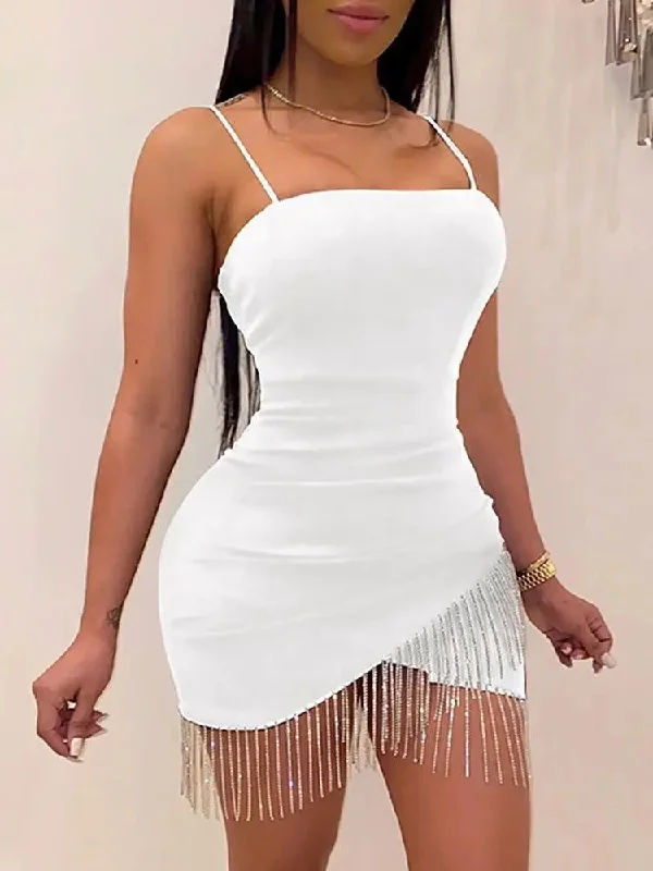 Sexy Tassels Elegant Club Autumn Halter Backless Mini Dresses Fashionable Lace Mini Dress