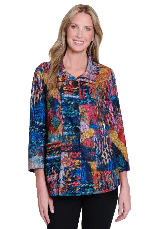 Brushed Knit Jacket - Petite - Multi Elasticated Jacket Padded Jacket Insulated Jacket