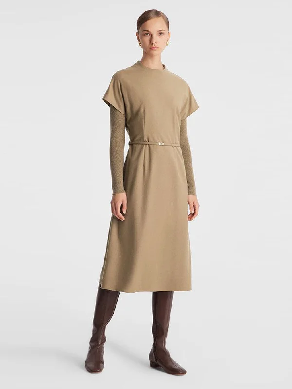 Cashmere & Wool Double-Layer Pieces Dress