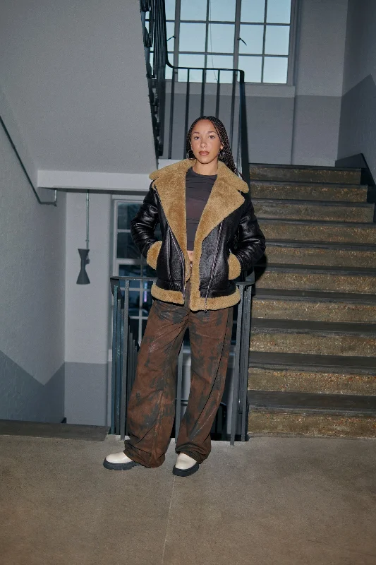Chocolate/Ginger Aviator Jacket Wool Jacket Cashmere Jacket Tweed Jacket