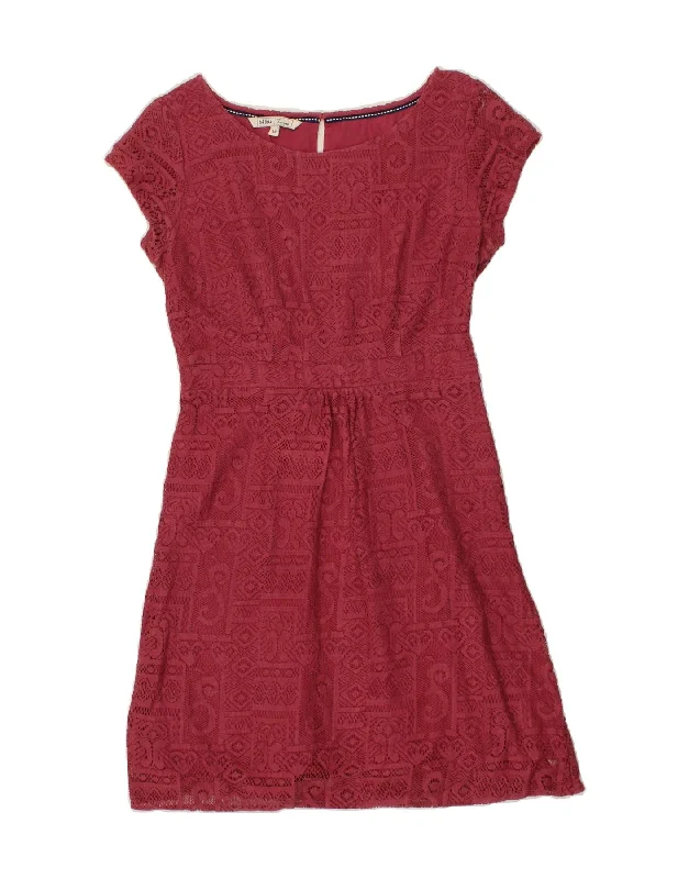 FAT FACE Womens A-Line Dress UK 12 Medium  Red Fair Isle Cotton