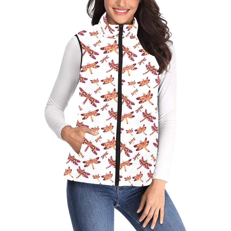 Gathering White Women's Padded Vest Jacket Appliqued Jacket Beaded Jacket Sequined Jacket