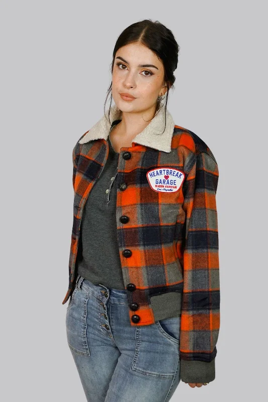 Heartbreak Garage Checked Jacket Elasticated Jacket Padded Jacket Insulated Jacket