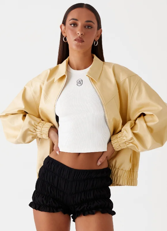 Holland Bomber Jacket - Yellow Fleece Jacket Down Jacket Parka