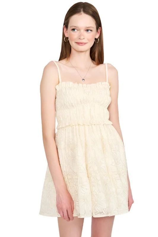 Womens Beige Spaghetti Strap Tiered Mini Dress Elegant Satin Lace Mini Dress