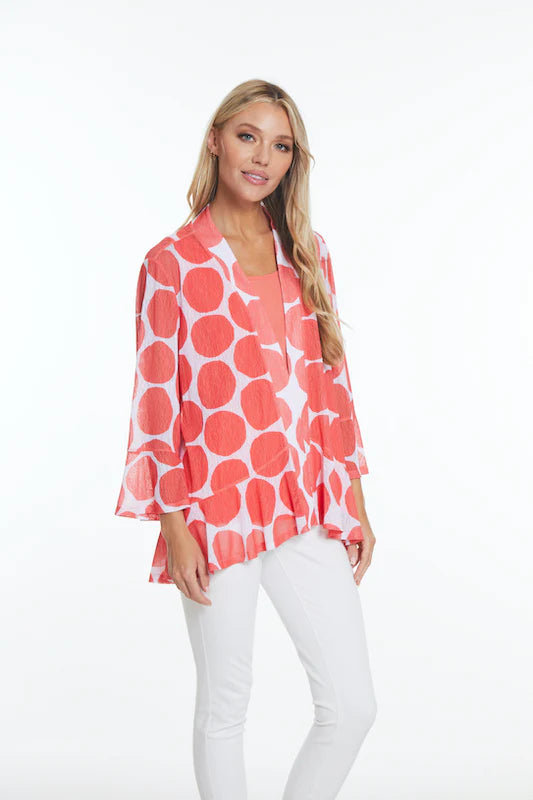 Jacket Pink/White Sheer Open Front 3/4 Sleeve Women's M24101jm Wool Fabric Cashmere Fabric Tweed Fabric
