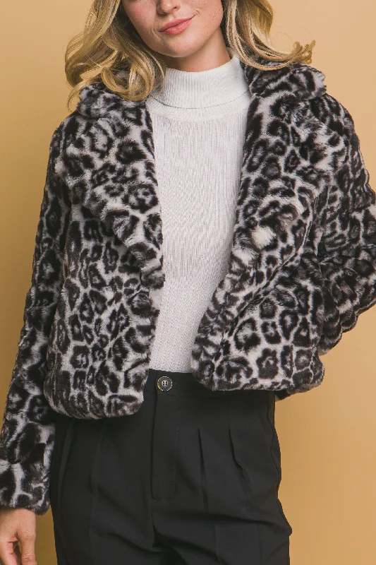 Jessie Cropped Fuzzy Animal Jacket Knit Jacket Woven Jacket Fleece Jacket