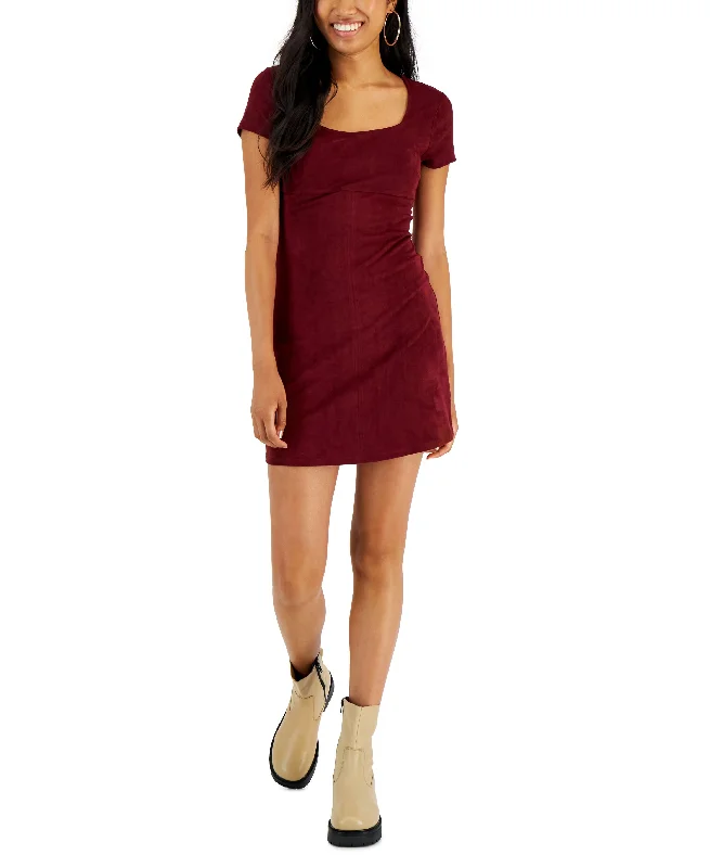 Juniors' Faux-Suede Sheath Dress