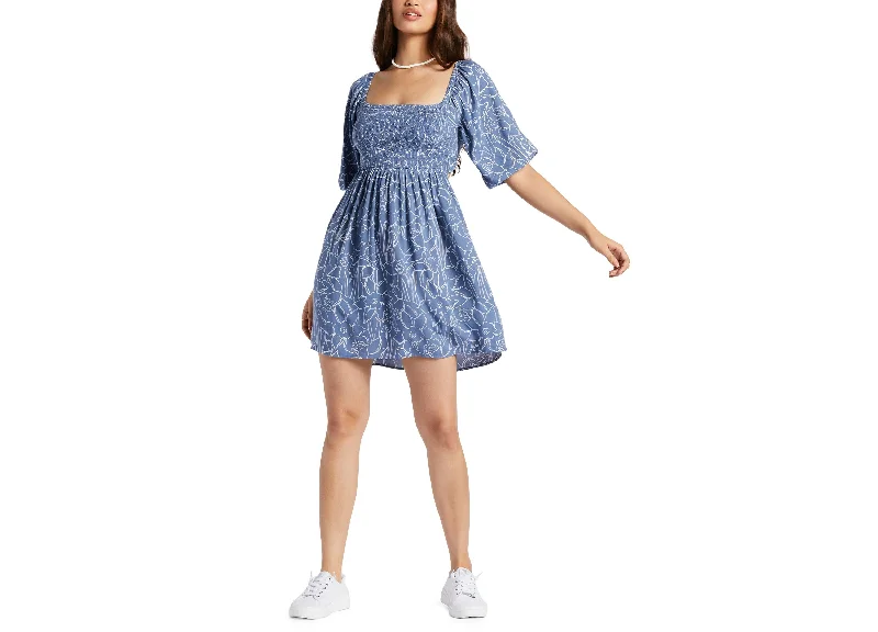 Juniors' Satin Sands Cutout Tie-Back Mini Dress Stylish Button-Down Mini Dress