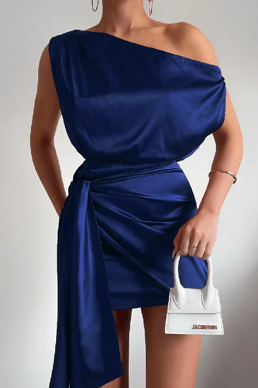 Kharisma Mini Dress - Navy Fashionable Mini Dress with Slits