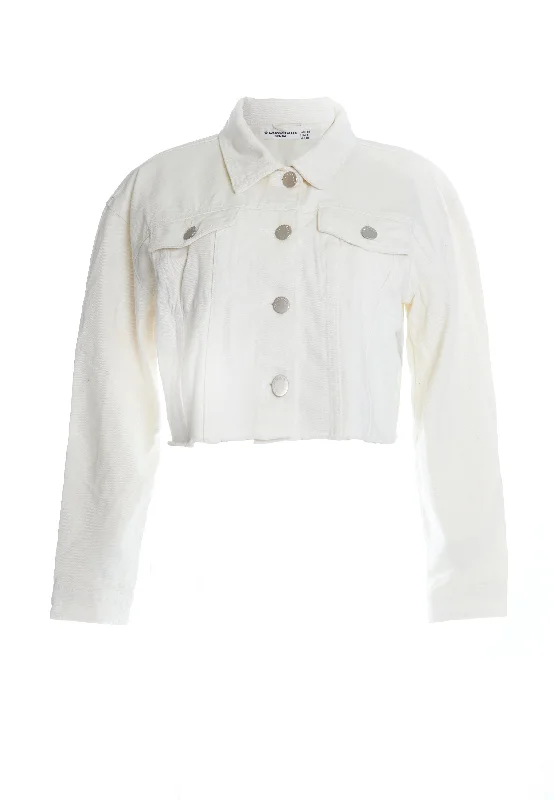 LADIES JACKET EA0085-WHITE Striped Jacket Polka Dot Jacket Floral Jacket