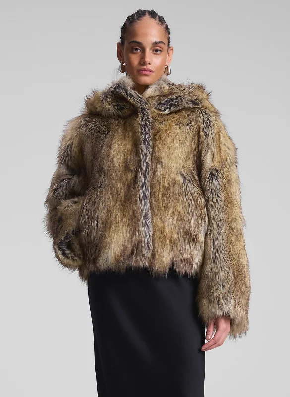 Lex Faux Fur Jacket Zip Front Button Front Snap Front